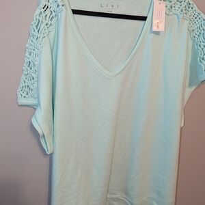 Lane Bryant Green Relaxed Embellished Tee